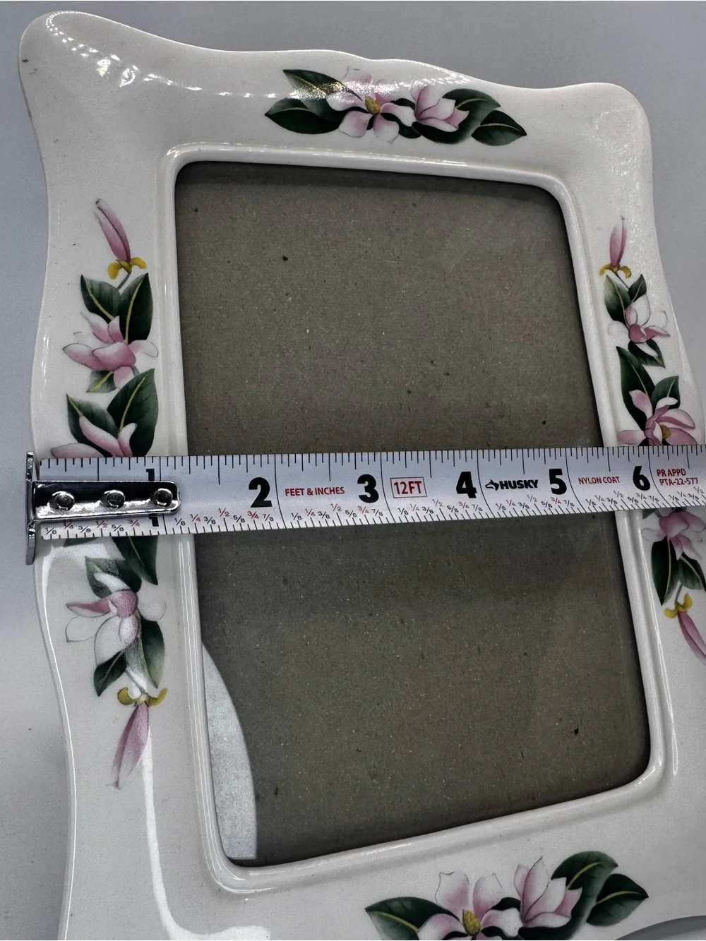 Hand-Painted White Ceramic Floral Picture Frame